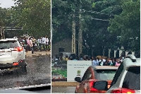 These people were captured standing in the rain at the US Embassy