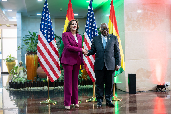 Kamala Harris greets president Akufo-Addo at Jubilee House