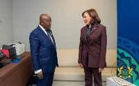 Ms Harris interacting with President Akufo-Addo after the program