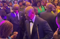 Asantehene, Otumfuo Osei Tutu II on the dance floor.