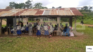 The school with a population of 620 pupils and 19 teachers, still sit under makeshift structures