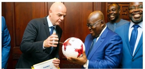 FIFA pres. Gianni Infantino paid a courtesy call on Pres. Akufo-Addo Monday
