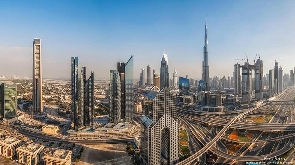 Aerial shot of Dubai