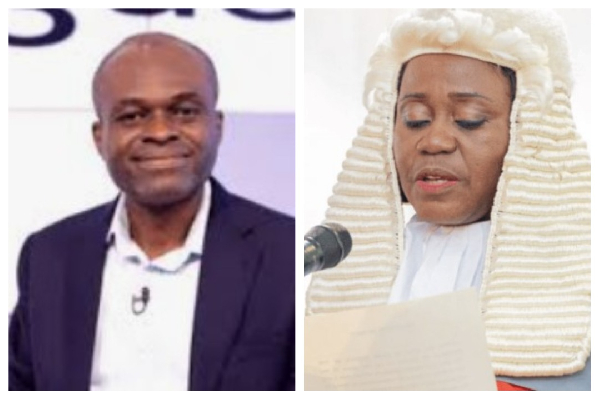 Martin Kpebu (L) and Chief Justice Gertrude Torkonoo