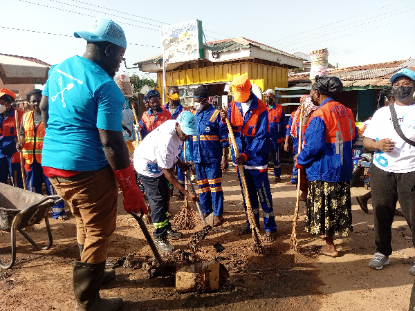 Scenes from the Agormanya Market clean-up