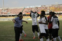 Coach Avram Grant and some Black Stars players