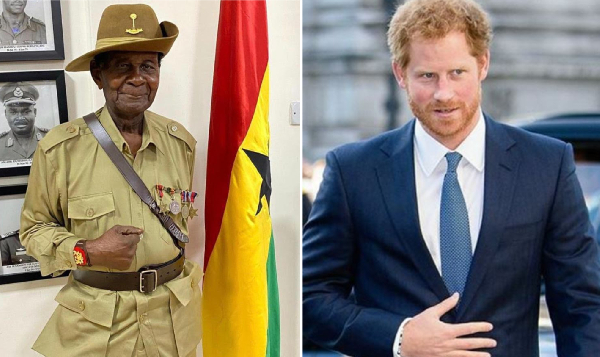 World War II veteran, Joseph Ashitey Hammond (L) and Prince Harry