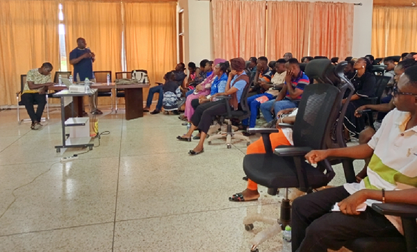 FDA Regulatory Officer Mr Juah speaking at a training programme in Bolgatanga