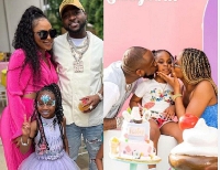 A collage of Davido, Amanda and their daughter