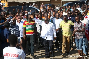 A huge crowd mobbed Nana Addo Dankwa Akufo-Addo during his tour to the Volta region