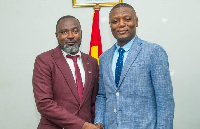 Charles Osei Asibey, President of Ghana and Africa Armwrestling with sports minister Kofi Adams