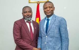 Charles Osei Asibey, President of Ghana and Africa Armwrestling with sports minister Kofi Adams