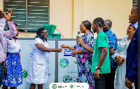 Mayor of Accra  Elizabeth Sackey handing over the biogas plant