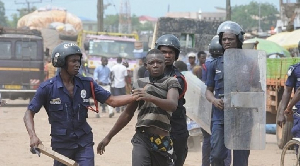 A demonstrator arrested by the police