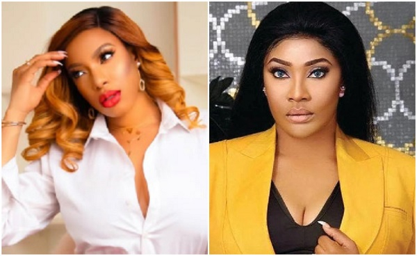Chika Ike (L) and Angela Okorie (R) are personalities accused by Regina Daniels of dating Ned Nwoko