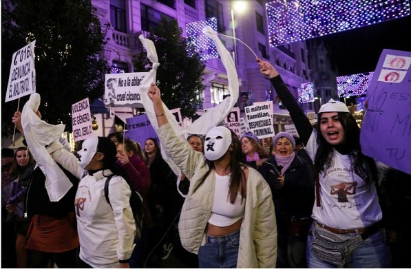 Demonstrators take part in a protest