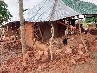 A collapsed house as a result of the heavy downpour
