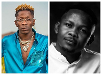 Dancehall musician Shatta Wale (L) and artiste manager Blakk Cedi (R)