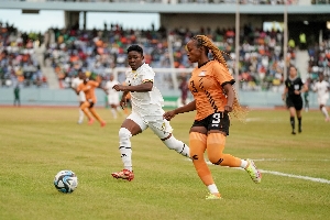 Grace Asantewaa (in white) in action against Zambia