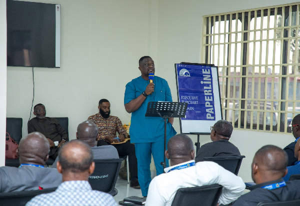 Samuel Dubik Mahama speaking to some of his staff ahead of the exercise