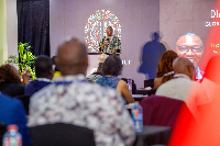 Clement Apaak speaking at the Diaspora District Global Education Conference