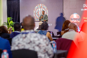 Clement Apaak speaking at the Diaspora District Global Education Conference