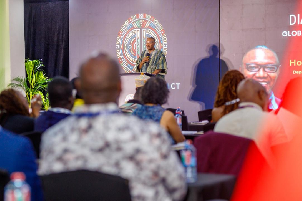 Clement Apaak speaking at the Diaspora District Global Education Conference