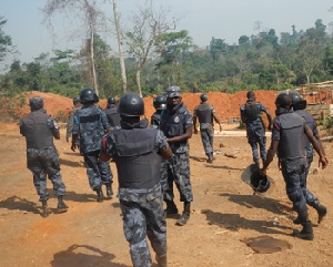 Some of the recently-deployed police personnel to galamsey areas