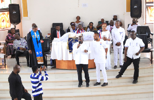 Dr. Bawumia speaking during a church service