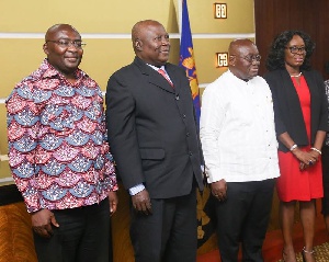 From Left Dr Bawumia, Martin Amidu, President Akufo-Addo and Gloria Akuffo in a group photograph
