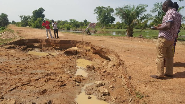 The broken part of the bridge linking Nanvilli to Kulpeini in the Nadowli-Kaleo district