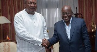 Former President Mahama (L) and the current President of Ghana Nana Akufo-Addo (R)