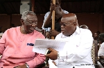 Former President John Agyekum Kufuor and President Akufo-Addo in a conversation at an event