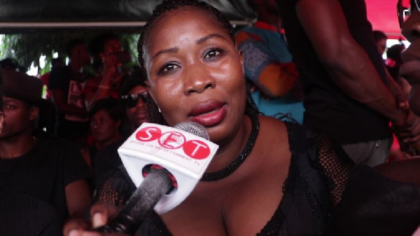 Medikal's mother at Ebony's memorial