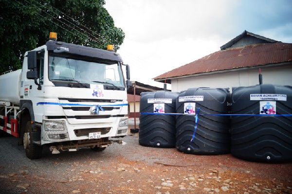 Bryan Acheampong foundation provided tankers to supply of potable drinking water