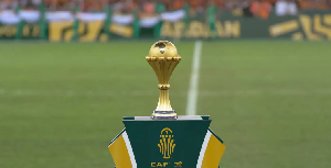 A photo of the AFCON trophy
