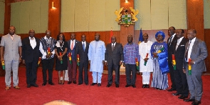 President Akufo-Addo with some of his minsters