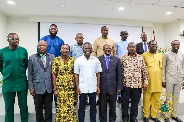 Health Minister in a pose with some members of the board after inauguration