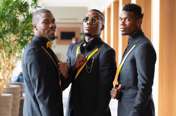 Pogba (R) shared a picture of his brothers Mathias (L) and Florentino (M) in an IG post