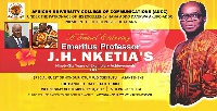 Emeritus Professor Kwabena Nketia will be celebrated on Wednesday, September 27, 2017