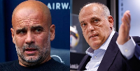 Pep Guardiola and Javier Tebas