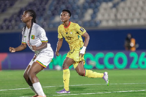 Evelyn Badu's (R) goal was enough to secure qualification for the Black Queens Evelyn Badu's (R) goal was enough to secure qualification for the Black Queens