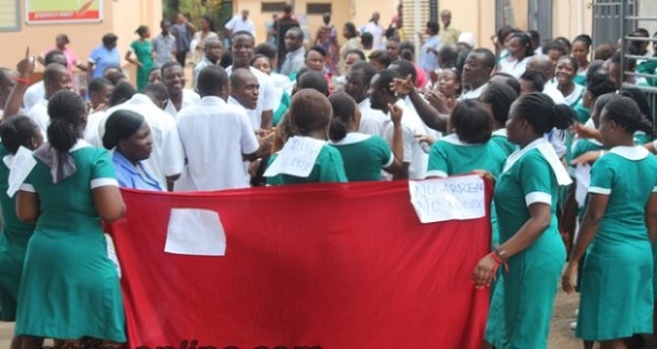 File photo: A group of unemployed nurses protest against government
