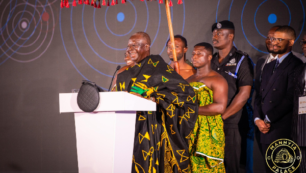 The Asantehene, Otumfuo Osei Tutu II, speaking at the event