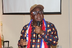 Acting NPP Chairman, Freddie Blay campaigning to some members of the party