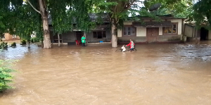 Houses in Changarawe village, Masanze ward, surrounded by floodwaters after heavy rainfall