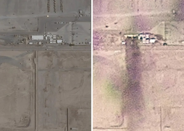 Before and after footage of the US base that was attacked