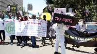 Demonstrators protesting in 2015 against planned introduction of GMO foods in Kenya