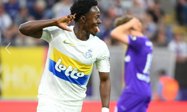 Mohammed Fuseini  jubilating after scoring a goal