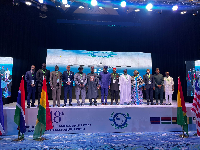 [1st fr Left] Acting DG of GCAA, Rev Stephen Arthur; [3rd from Right] Acting AIB boss, John Wumborti